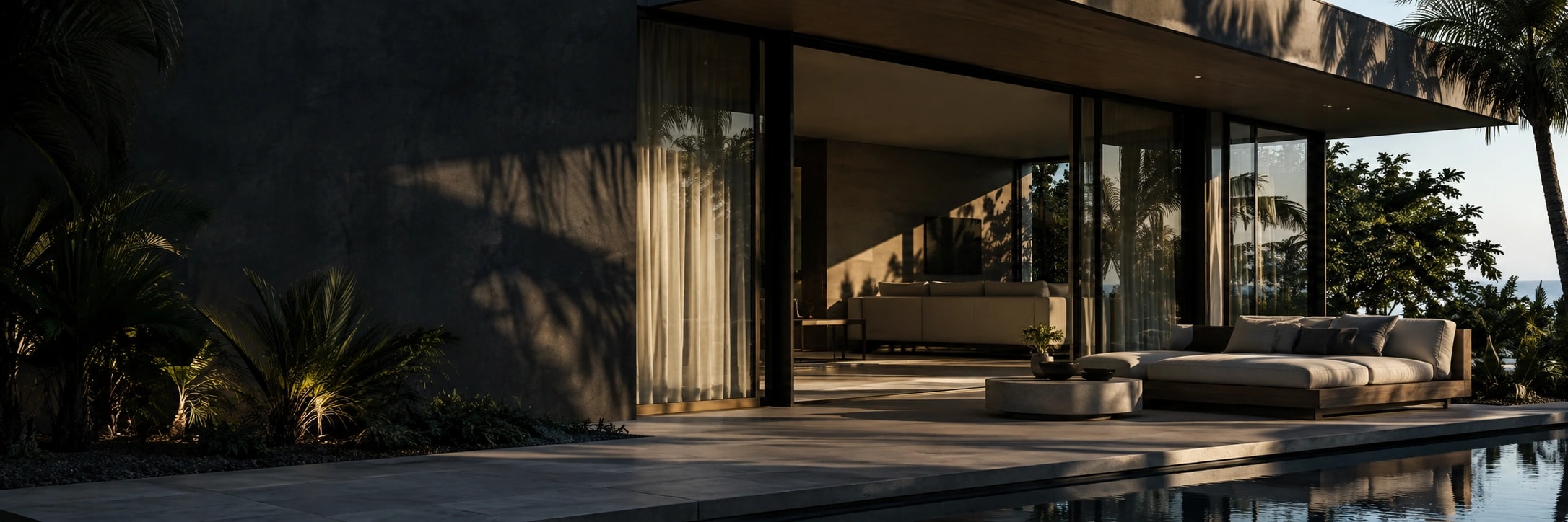 Illustrative contemporary garden veranda